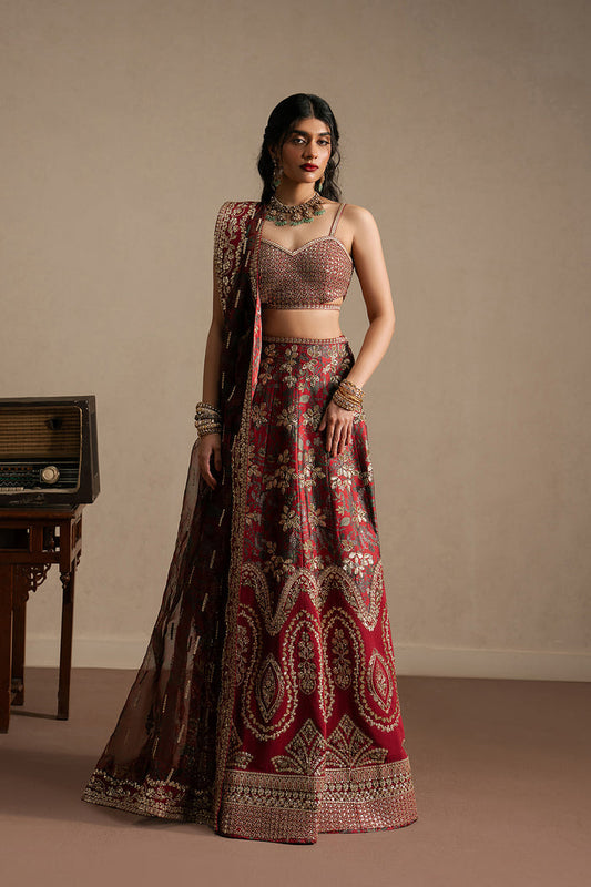 Ayzel Taaruf Maroon Lehenga Choli Pakistani Designer Dresses