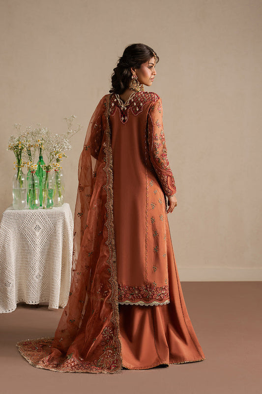 Ayzel Sahaara Rust V-Neck Silk Palazzo Pakistani Designer Dresses