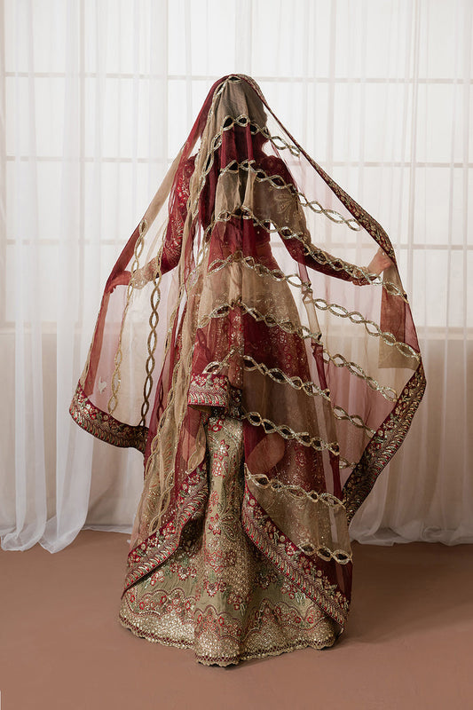 Ayzel Mulaaqaat Maroon Lehenga Choli Pakistani Designer Dresses