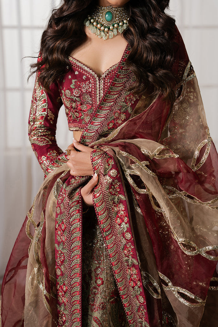 Ayzel Mulaaqaat Maroon Lehenga Choli Pakistani Designer Dresses