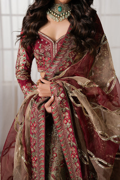 Ayzel Mulaaqaat Maroon Lehenga Choli Pakistani Designer Dresses