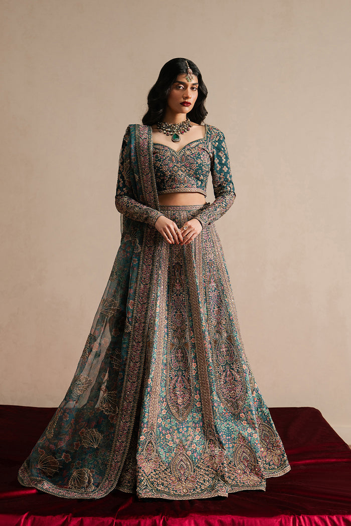 Ayzel Tassavur Teal Lehenga Choli Pakistani Designer Dresses