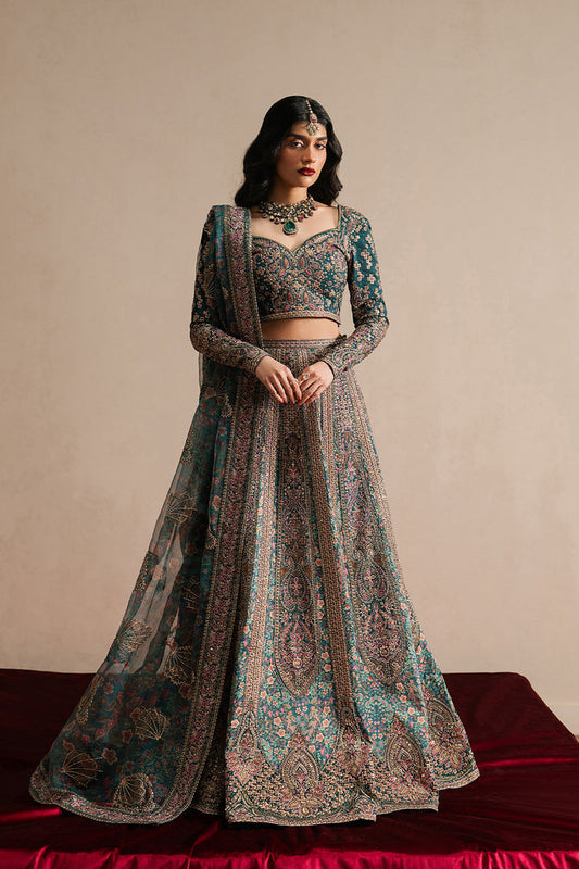Ayzel Tassavur Teal Lehenga Choli Pakistani Designer Dresses