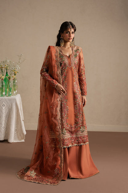 Ayzel Sahaara Rust V-Neck Silk Palazzo Pakistani Designer Dresses