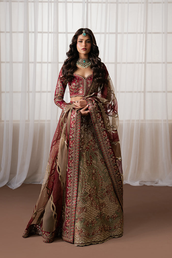 Ayzel Mulaaqaat Maroon Lehenga Choli Pakistani Designer Dresses