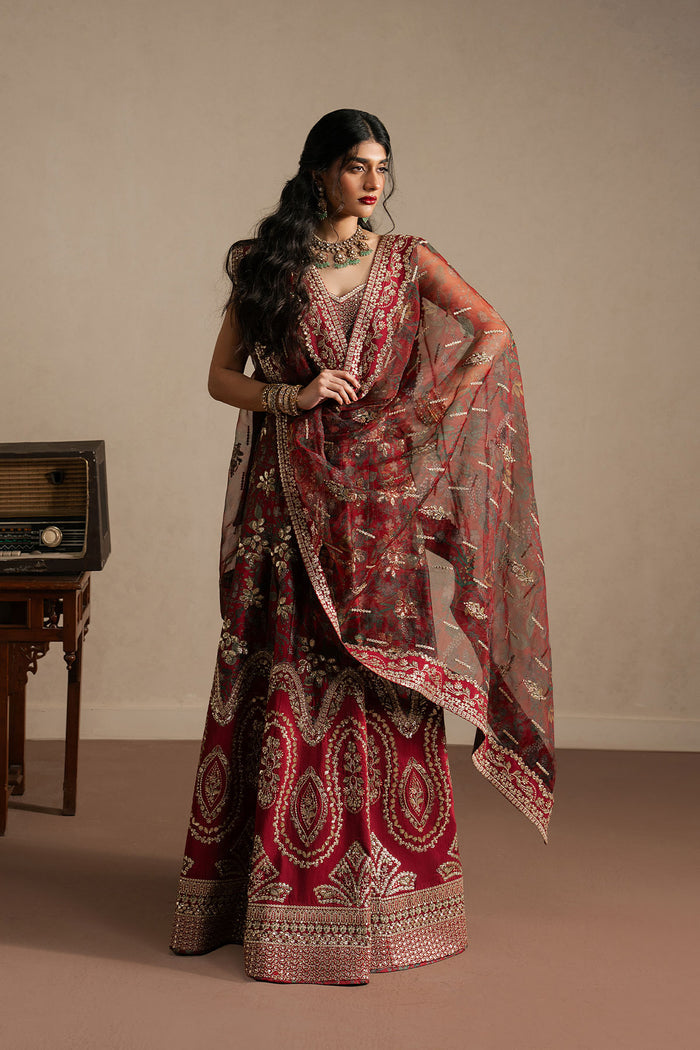 Ayzel Taaruf Maroon Lehenga Choli Pakistani Designer Dresses