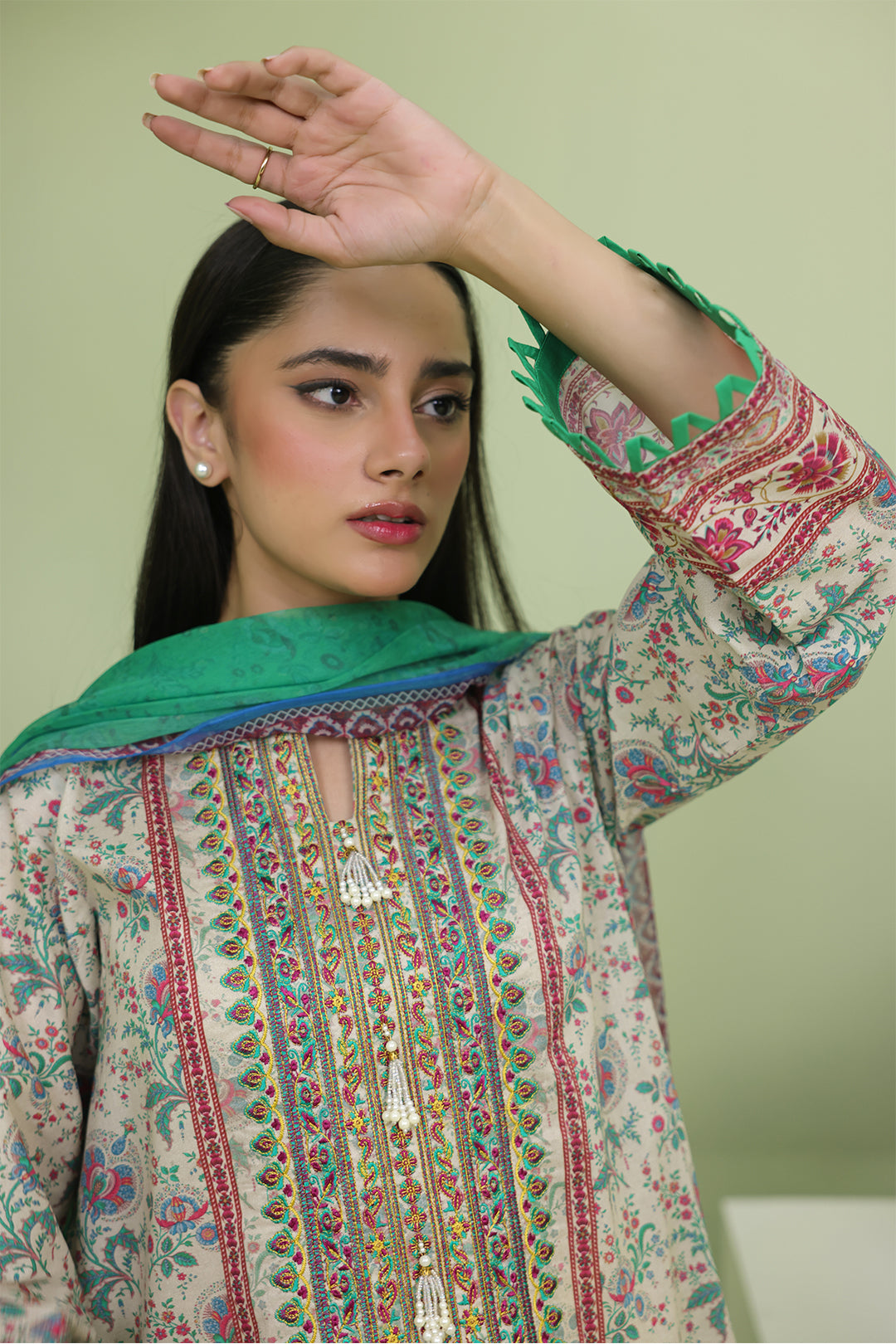Zellbury | Unstitched 2 Piece Lawn | Embroidered Shirt Dupatta - 1714 - Libasekhas