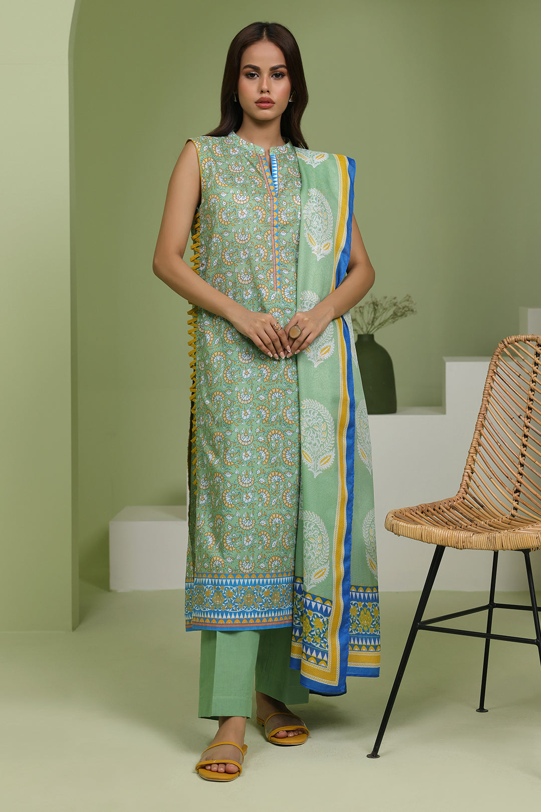 Zellbury | Unstitched 3 Piece Lawn | Shirt Shalwar Dupatta - 1419 - Libasekhas