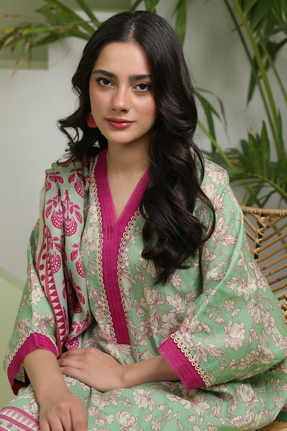 Zellbury | Unstitched 3 Piece Lawn | Shirt Shalwar Dupatta - 1502 - Libasekhas