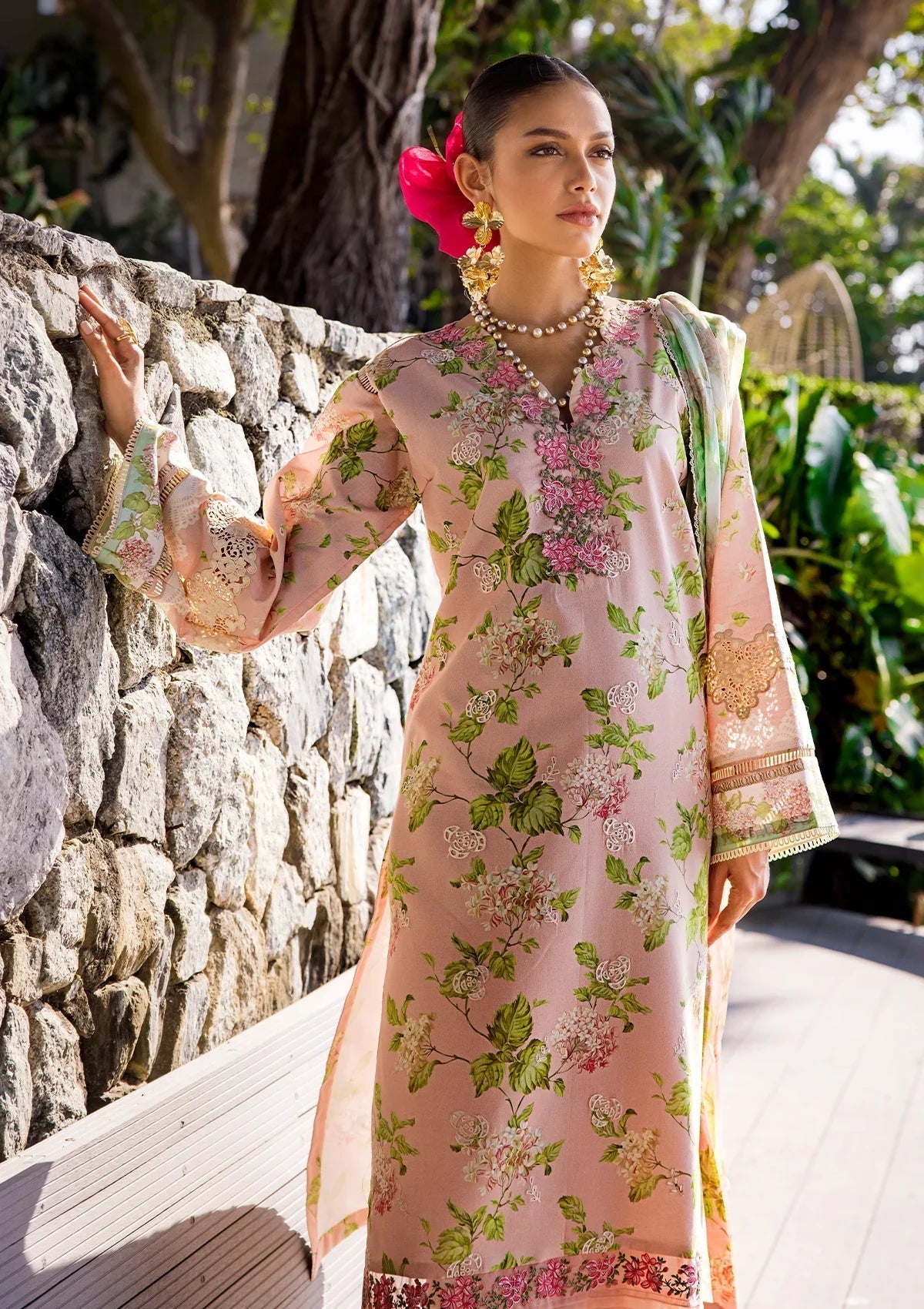 ELAF Signature Embroidered Lawn Unstitched 3Pc Suit ESL-05B DELIGHT DRAPE