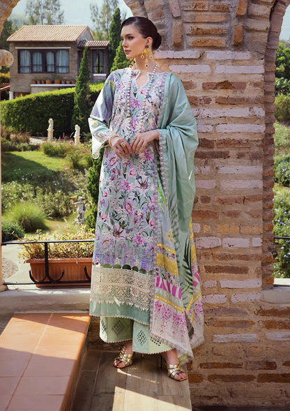 Elaf Premium Print Chikankari Lawn Unstitched 3Pc Suit ECT-03B OAK MIST