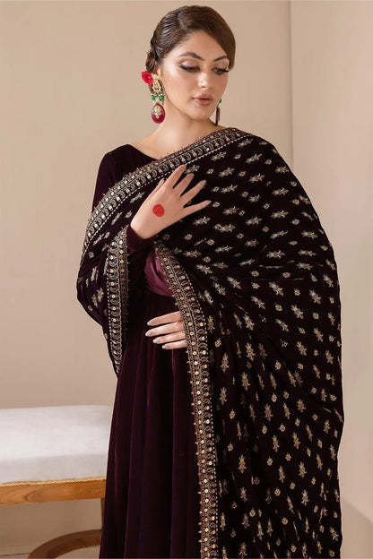 EMBROIDERED VELVET SHAWL VS-42 - House Of Anaya