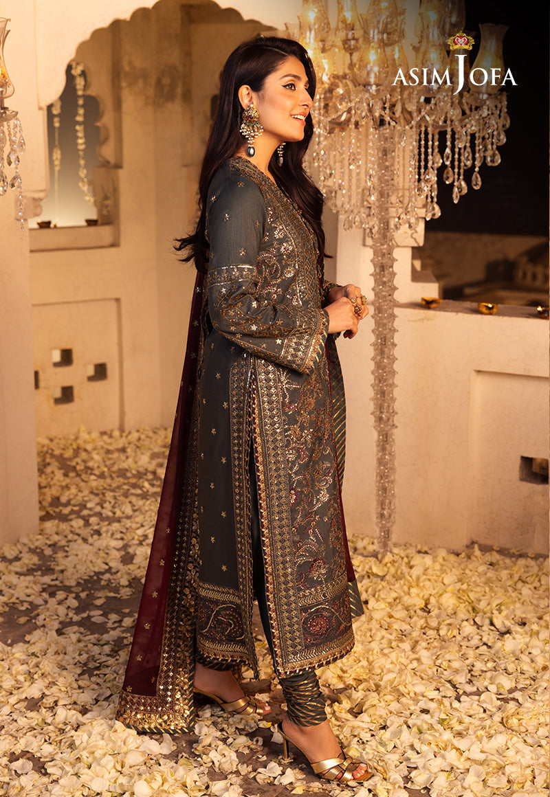 Shehnai by Asim Jofa Embroidered Net Unstitched 3Pc Suit AJSH-07 - Riwayat-e-khas