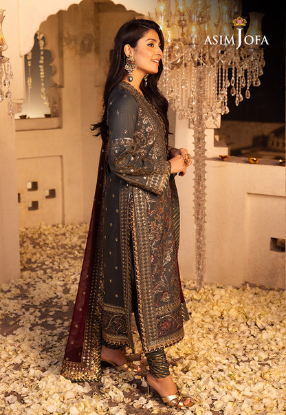 Shehnai by Asim Jofa Embroidered Net Unstitched 3Pc Suit AJSH-07 - Riwayat-e-khas