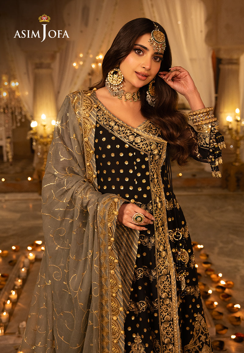 Shehnai by Asim Jofa Embroidered Net Unstitched 3Pc Suit AJSH-08 - Riwayat-e-khas