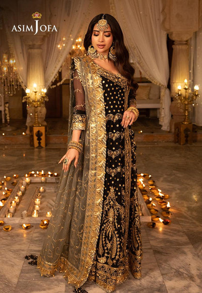 Shehnai by Asim Jofa Embroidered Net Unstitched 3Pc Suit AJSH-08 - Riwayat-e-khas