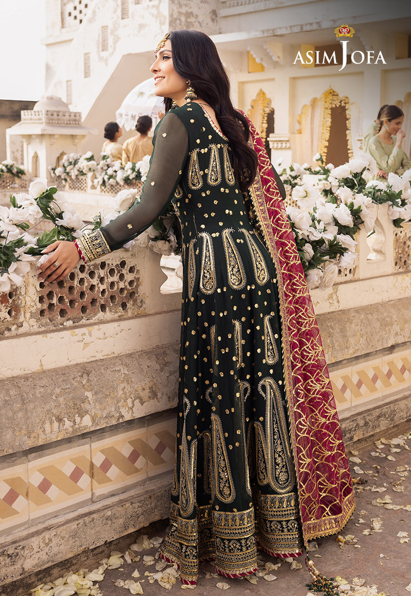 Shehnai by Asim Jofa Embroidered Chiffon Unstitched 3Pc Suit AJSH-11 - Riwayat-e-khas