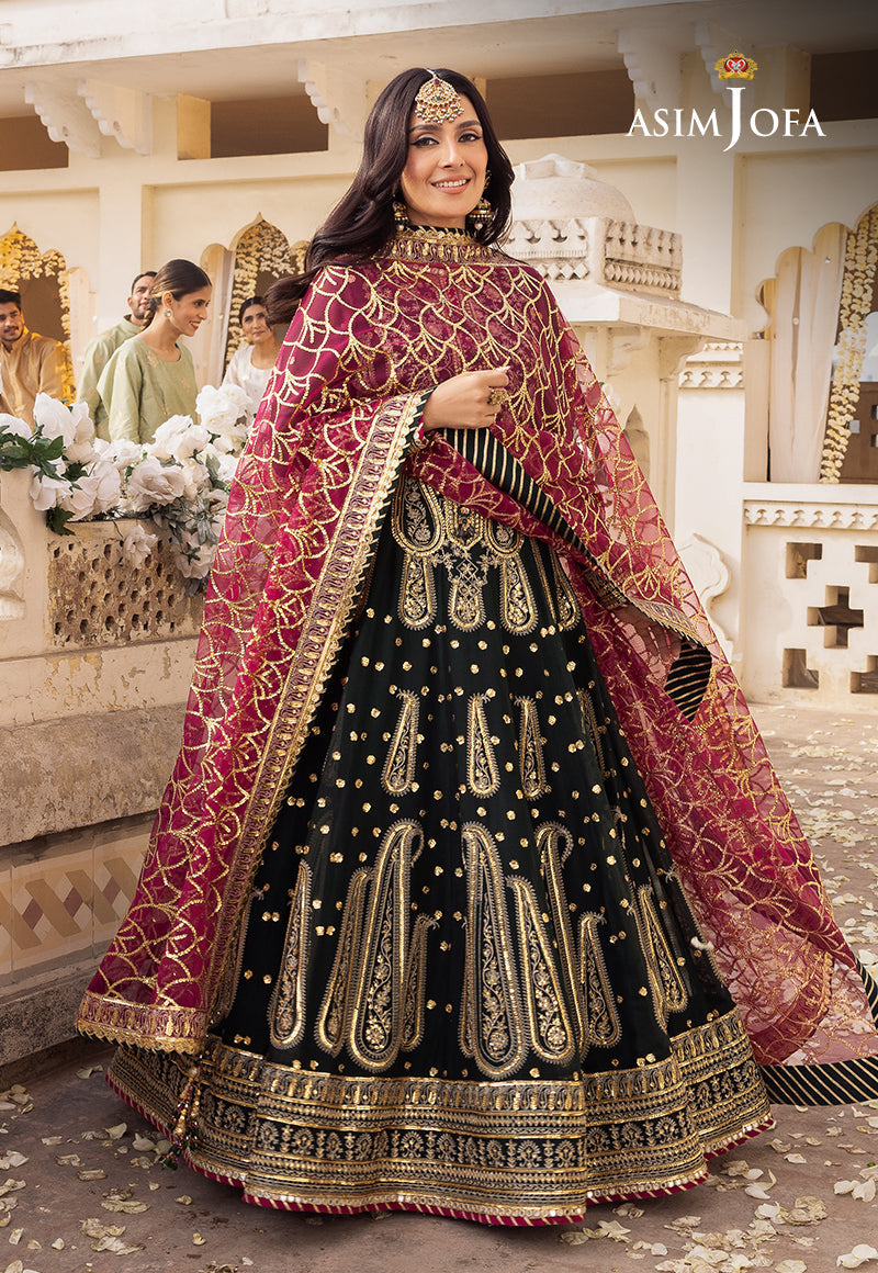 Shehnai by Asim Jofa Embroidered Chiffon Unstitched 3Pc Suit AJSH-11 - Riwayat-e-khas