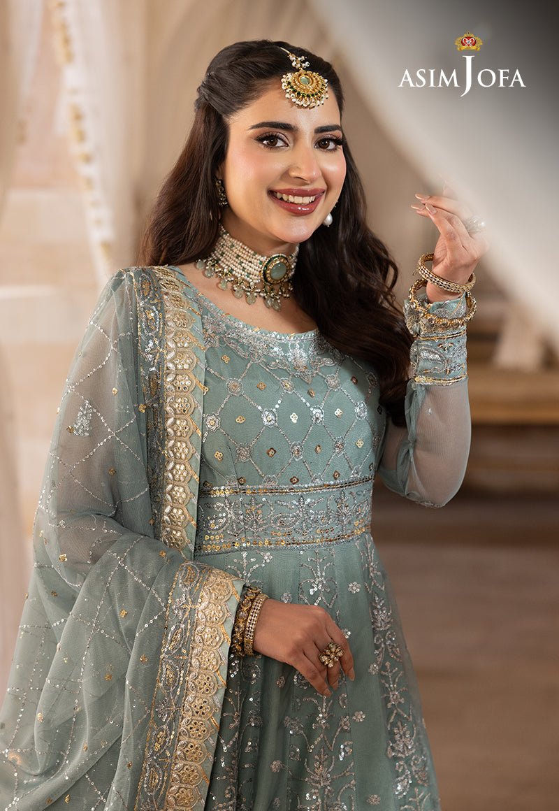 Shehnai by Asim Jofa Embroidered Chiffon Unstitched 3Pc Suit AJSH-14 - Riwayat-e-khas