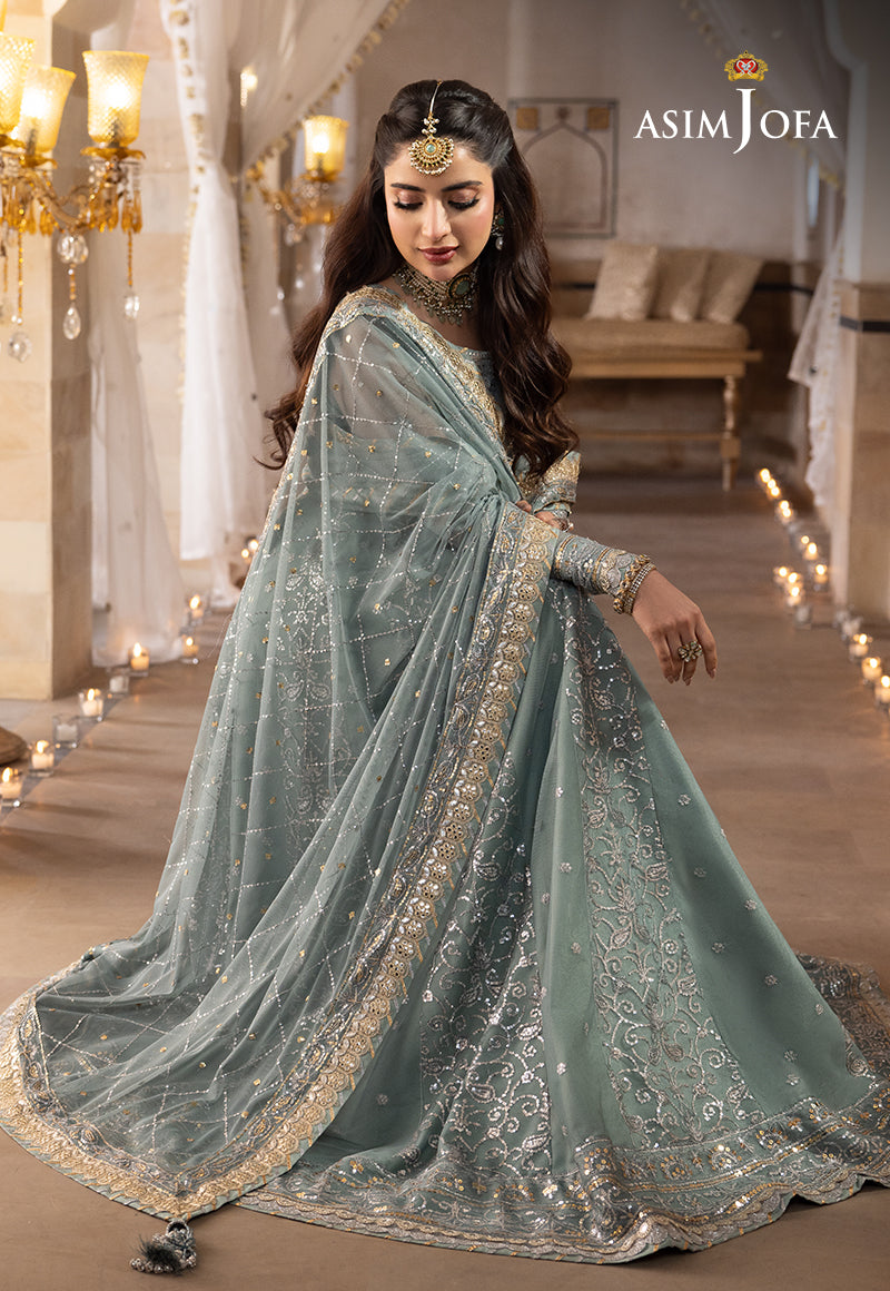 Shehnai by Asim Jofa Embroidered Chiffon Unstitched 3Pc Suit AJSH-14 - Riwayat-e-khas