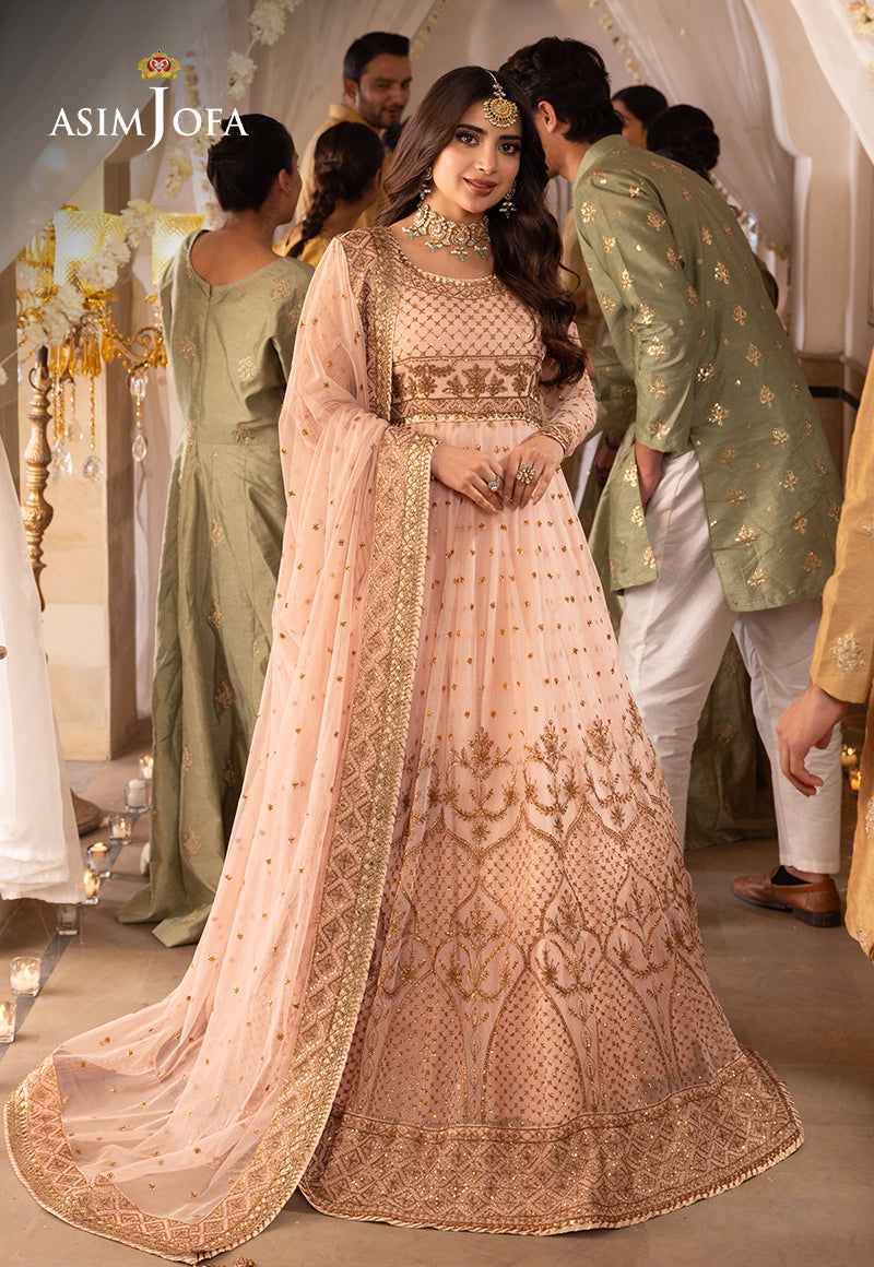 Shehnai by Asim Jofa Embroidered Chiffon Unstitched 3Pc Suit AJSH-15 - Riwayat-e-khas