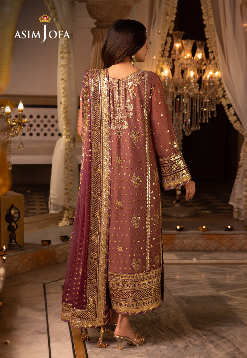 Shehnai by Asim Jofa Embroidered Chiffon Unstitched 3Pc Suit AJSH-17 - Riwayat-e-khas