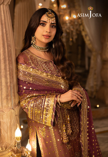 Shehnai by Asim Jofa Embroidered Chiffon Unstitched 3Pc Suit AJSH-17 - Riwayat-e-khas