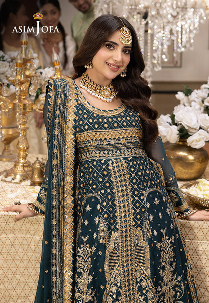 Shehnai by Asim Jofa Embroidered Chiffon Unstitched 3Pc Suit AJSH-18 - Riwayat-e-khas