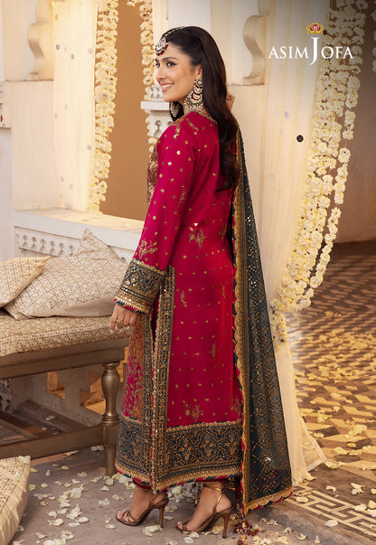 Shehnai by Asim Jofa Embroidered Chiffon Unstitched 3Pc Suit AJSH-19 - Riwayat-e-khas