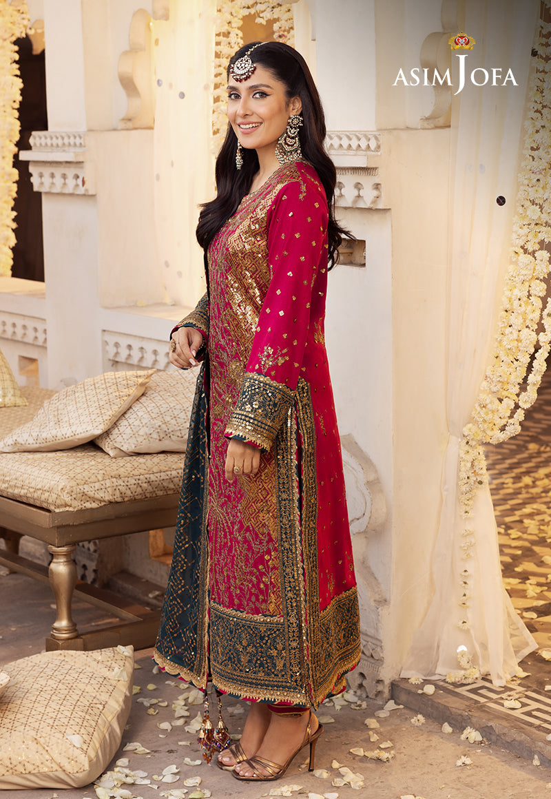 Shehnai by Asim Jofa Embroidered Chiffon Unstitched 3Pc Suit AJSH-19 - Riwayat-e-khas