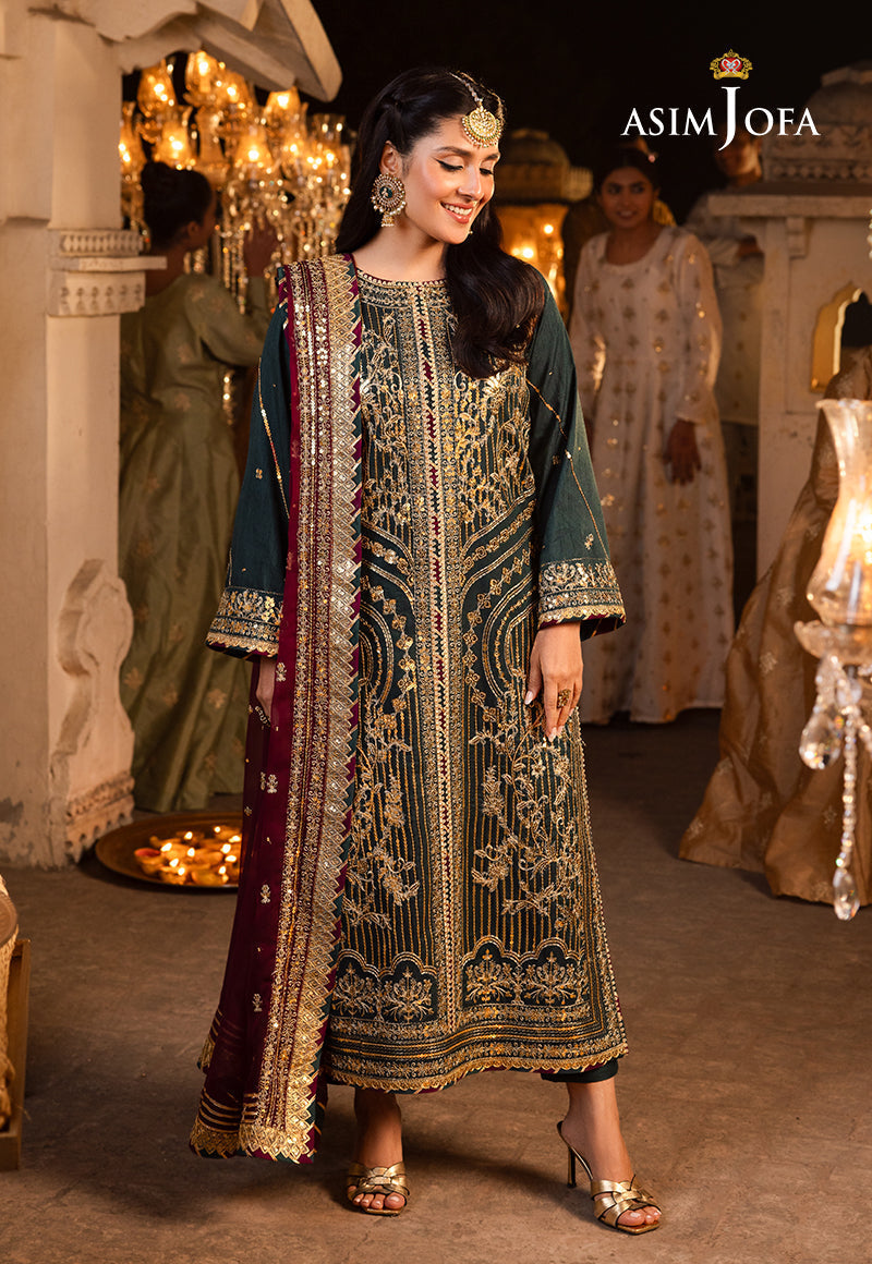 Shehnai by Asim Jofa Embroidered Chiffon Unstitched 3Pc Suit AJSH-20 - Riwayat-e-khas