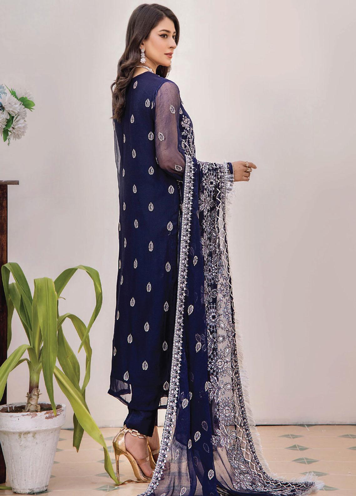 Pareesha by Humdum Embroidered Chiffon 3Pc Suit PS-01 - House Of Anaya