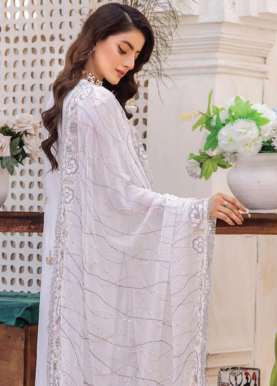 Pareesha by Humdum Embroidered Chiffon 3Pc Suit PS-02 - House Of Anaya