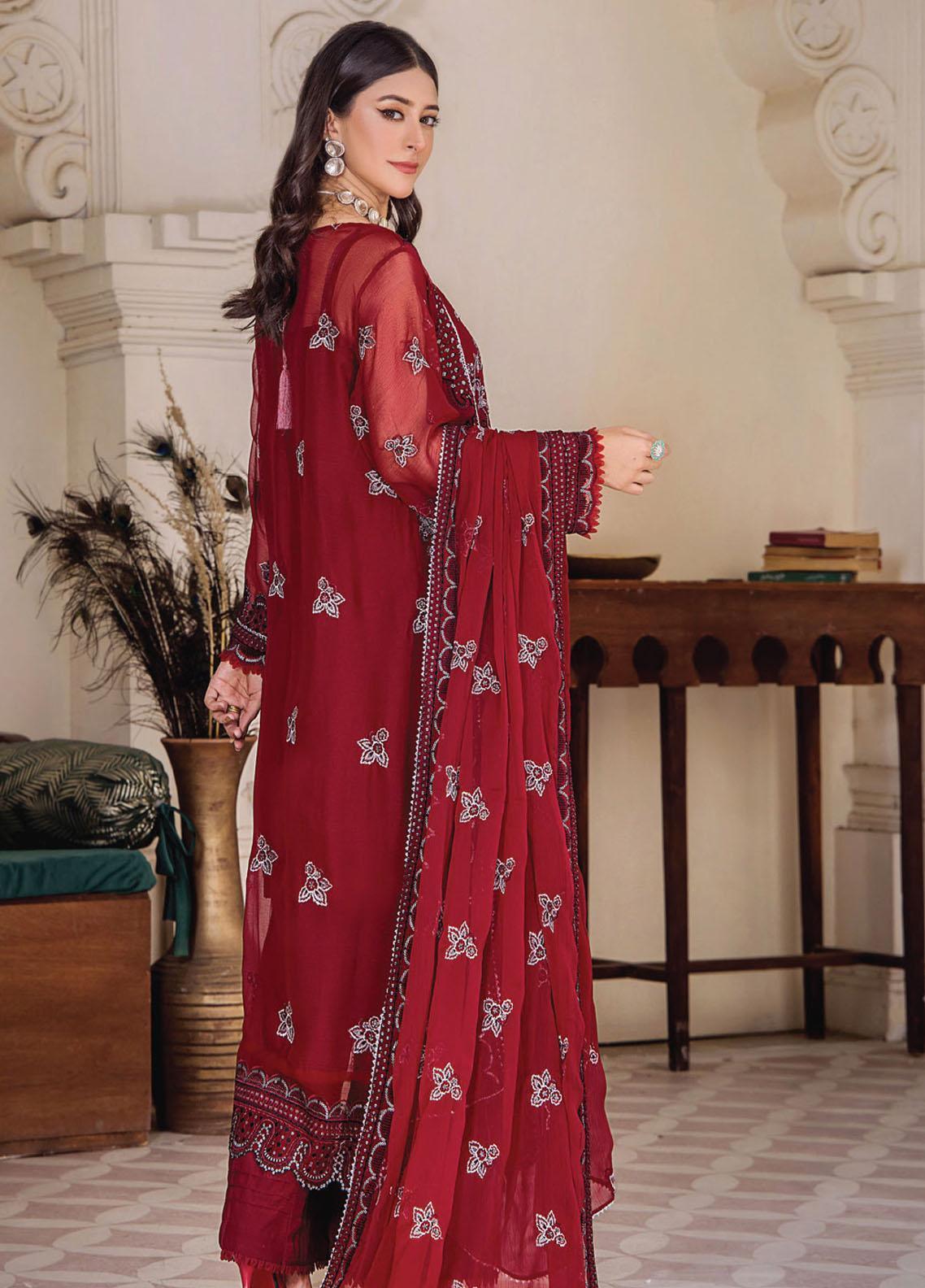 Pareesha by Humdum Embroidered Chiffon 3Pc Suit PS-03 - House Of Anaya