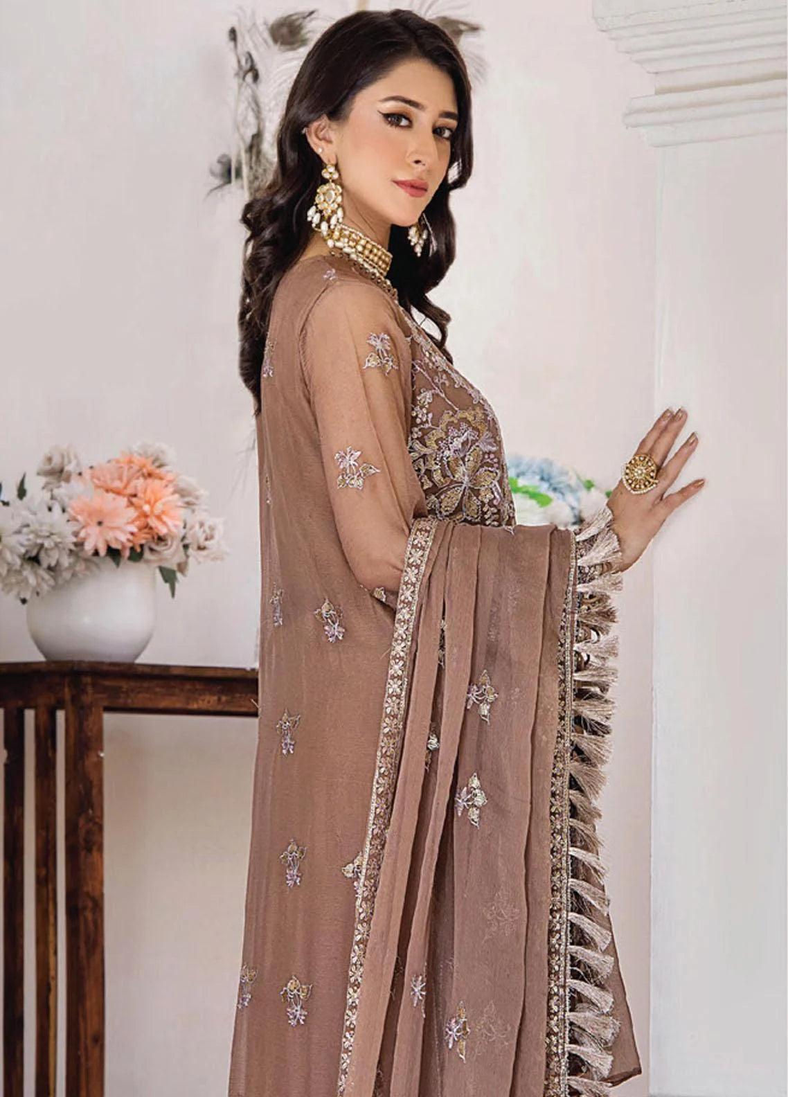 Pareesha by Humdum Embroidered Chiffon 3Pc Suit PS-04 - House Of Anaya