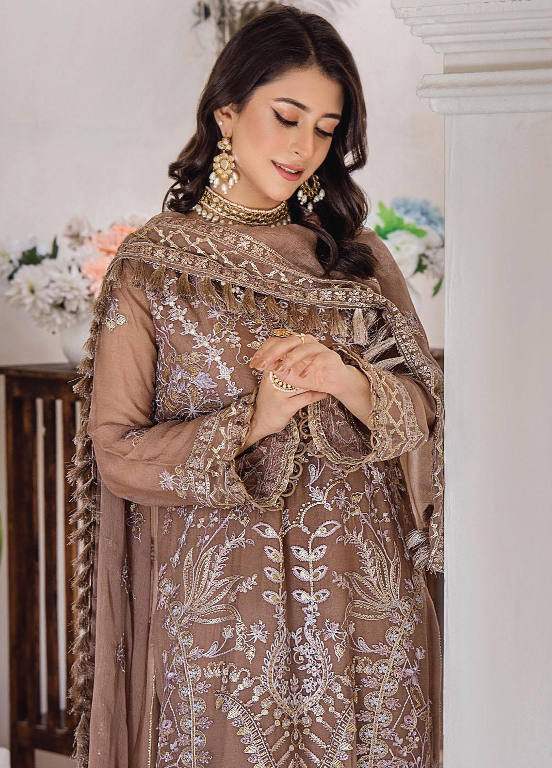 Pareesha by Humdum Embroidered Chiffon 3Pc Suit PS-04 - House Of Anaya