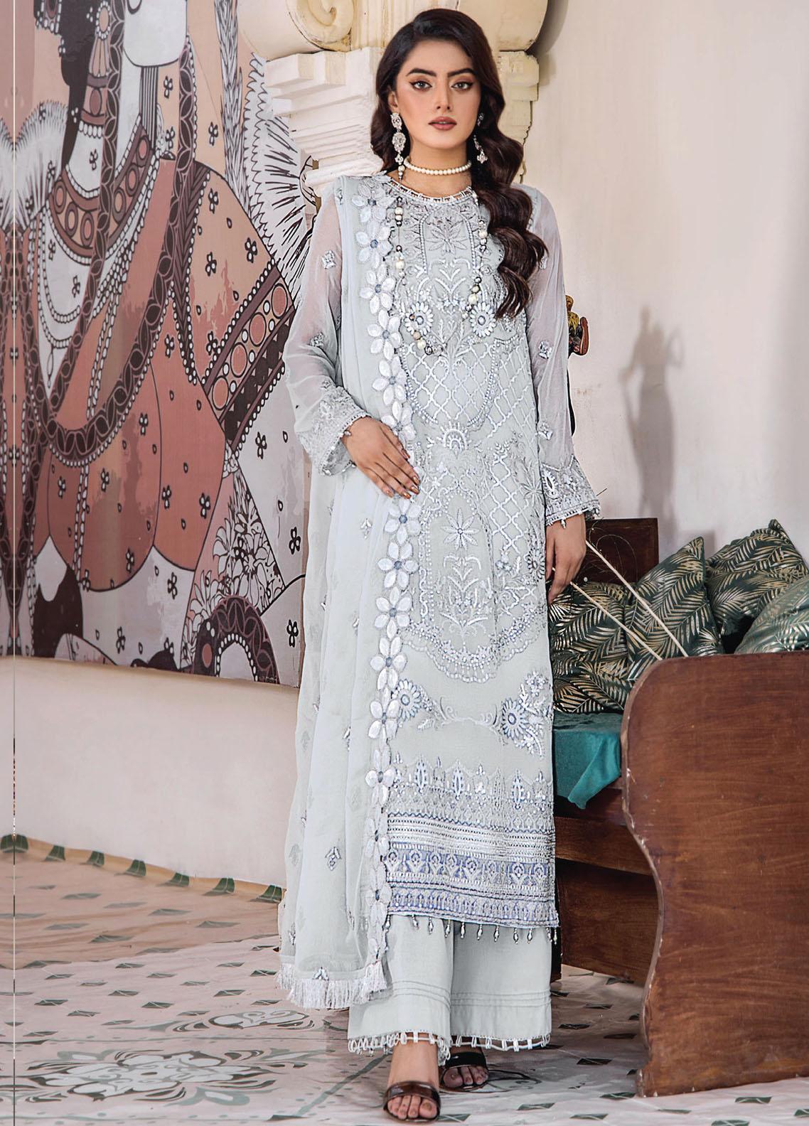 Pareesha by Humdum Embroidered Chiffon 3Pc Suit PS-05 - House Of Anaya