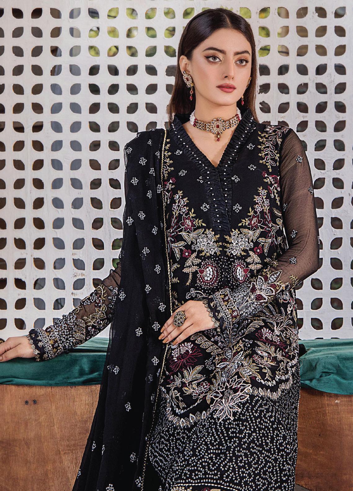 Pareesha by Humdum Embroidered Chiffon 3Pc Suit PS-06 - House Of Anaya