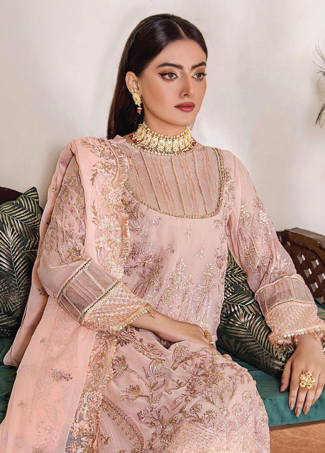 Pareesha by Humdum Embroidered Chiffon 3Pc Suit PS-07 - House Of Anaya