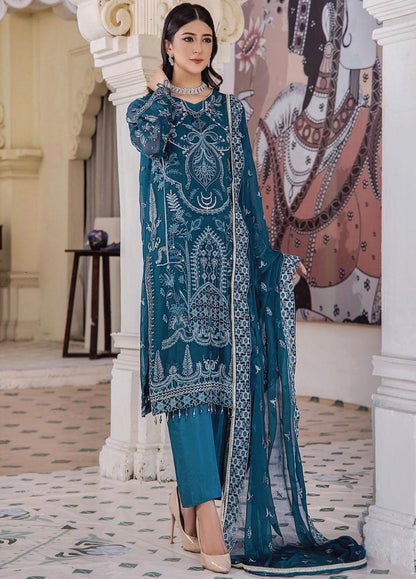 Pareesha by Humdum Embroidered Chiffon 3Pc Suit PS-08 - House Of Anaya