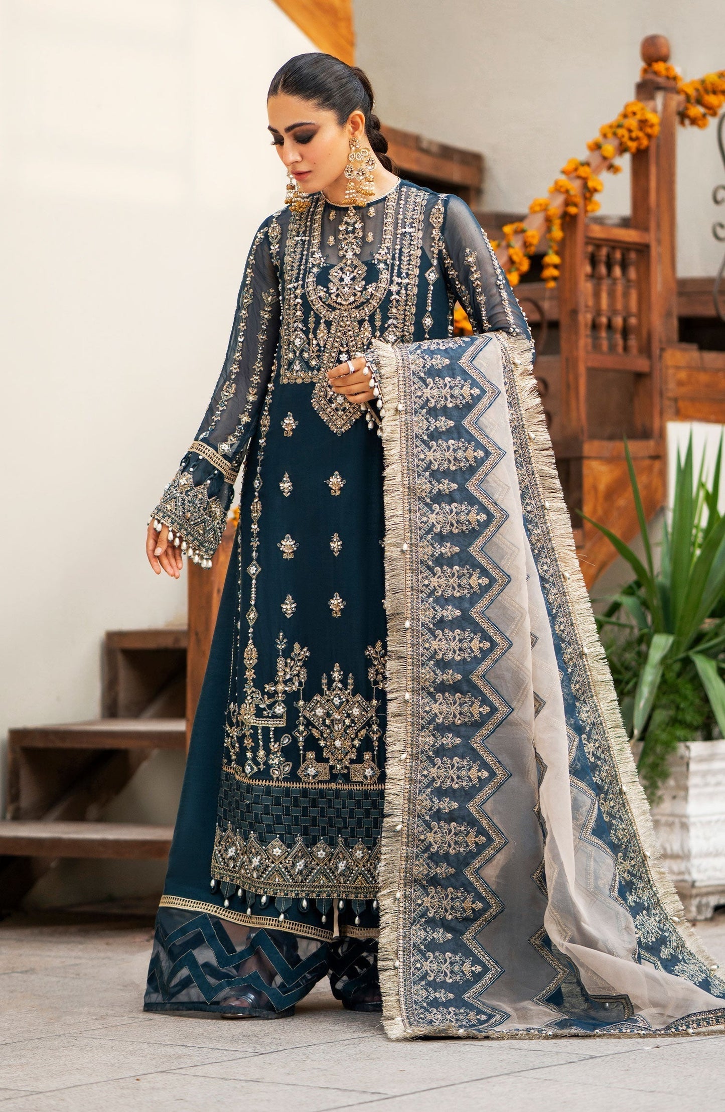 Zarin by Eleshia Embroidered Bamber 3Pc Suit D-06 Mayura