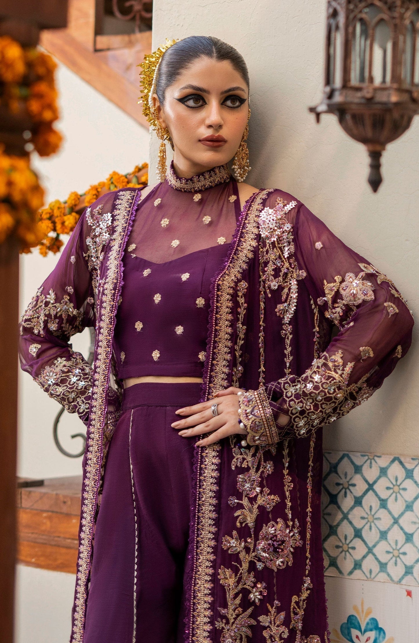 Zarin by Eleshia Embroidered Bamber 3Pc Suit D-07 Medea