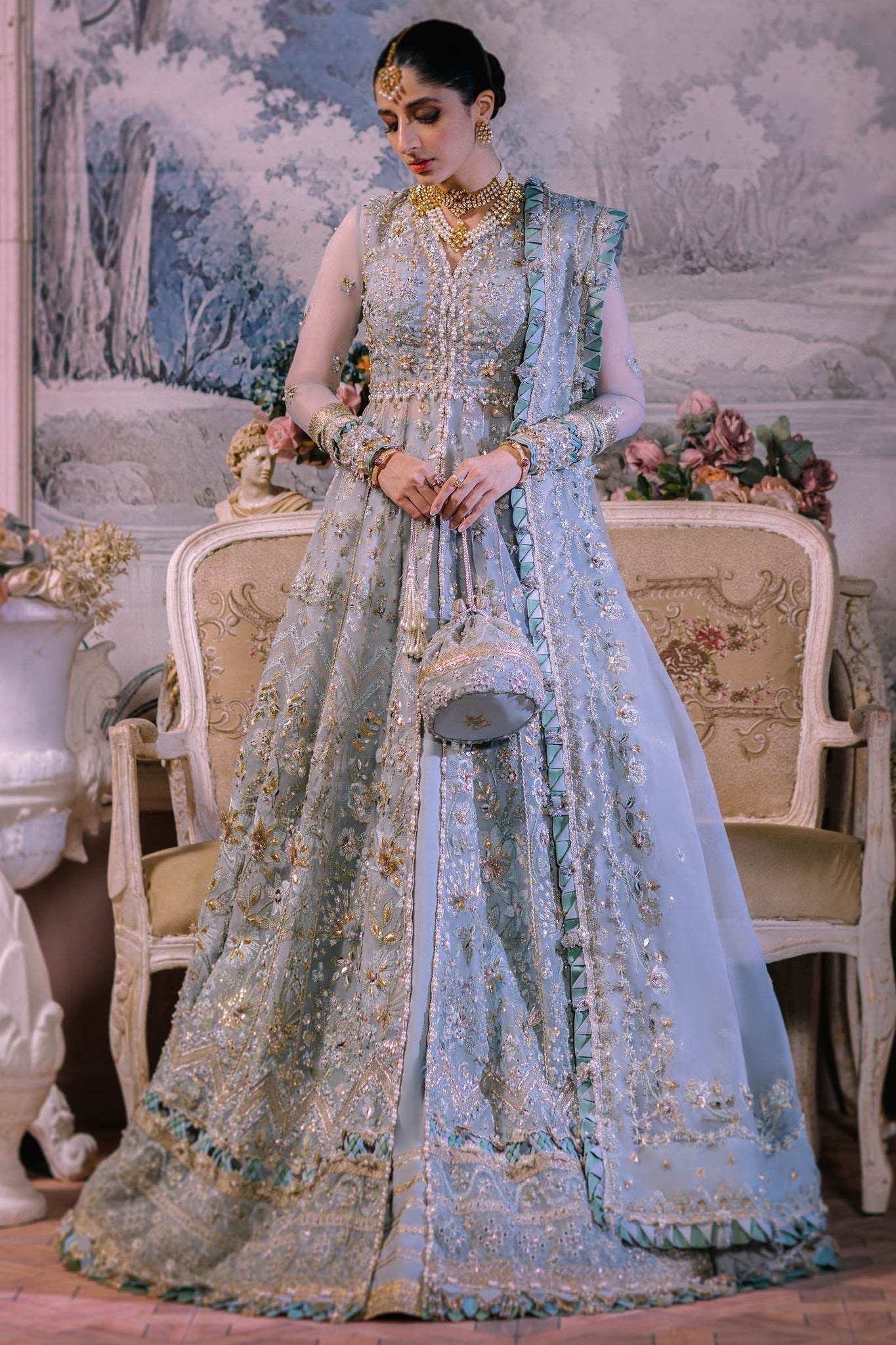 ELAN Wedding Festive Embroidered Organza 3Pc Suit EC2-23-05