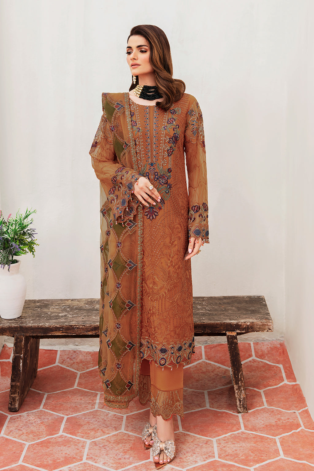 Ramsha Embroidered Luxury Chiffon 3 Piece Suit F-2407