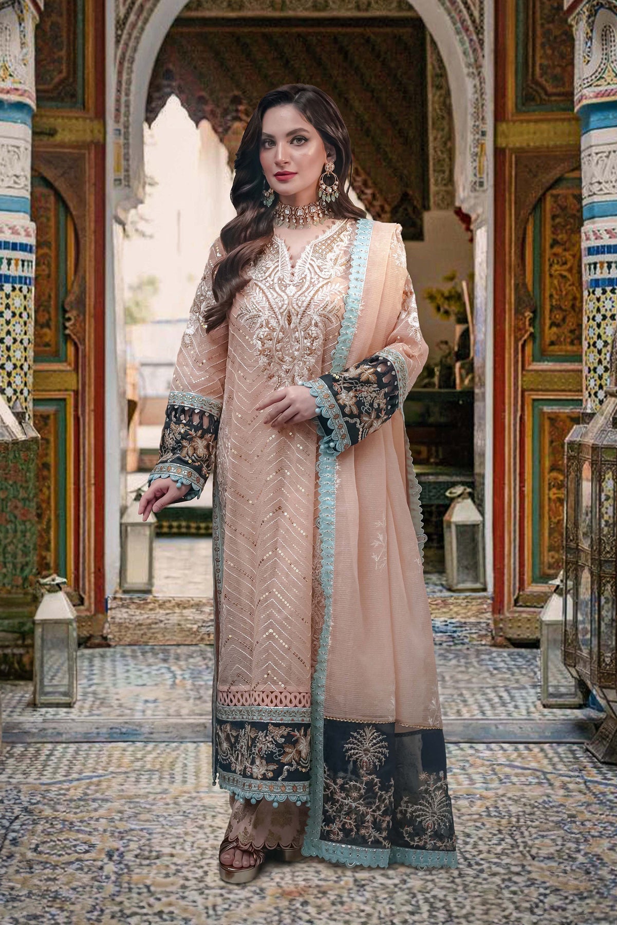 Sable Vogue Embroidered Net 4 Piece Suit FC-01-23