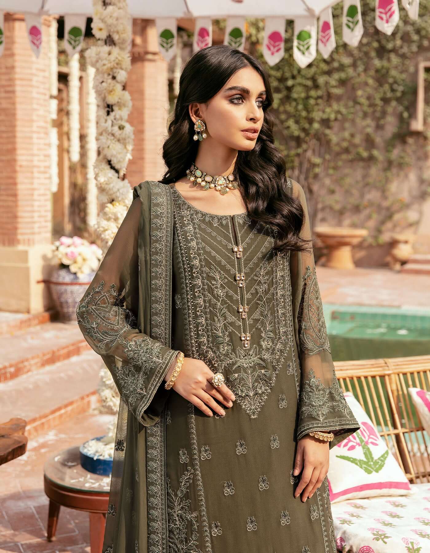 SIFA Crinkle Chiffon Embroidered 3Pc Suit - GHAZAL