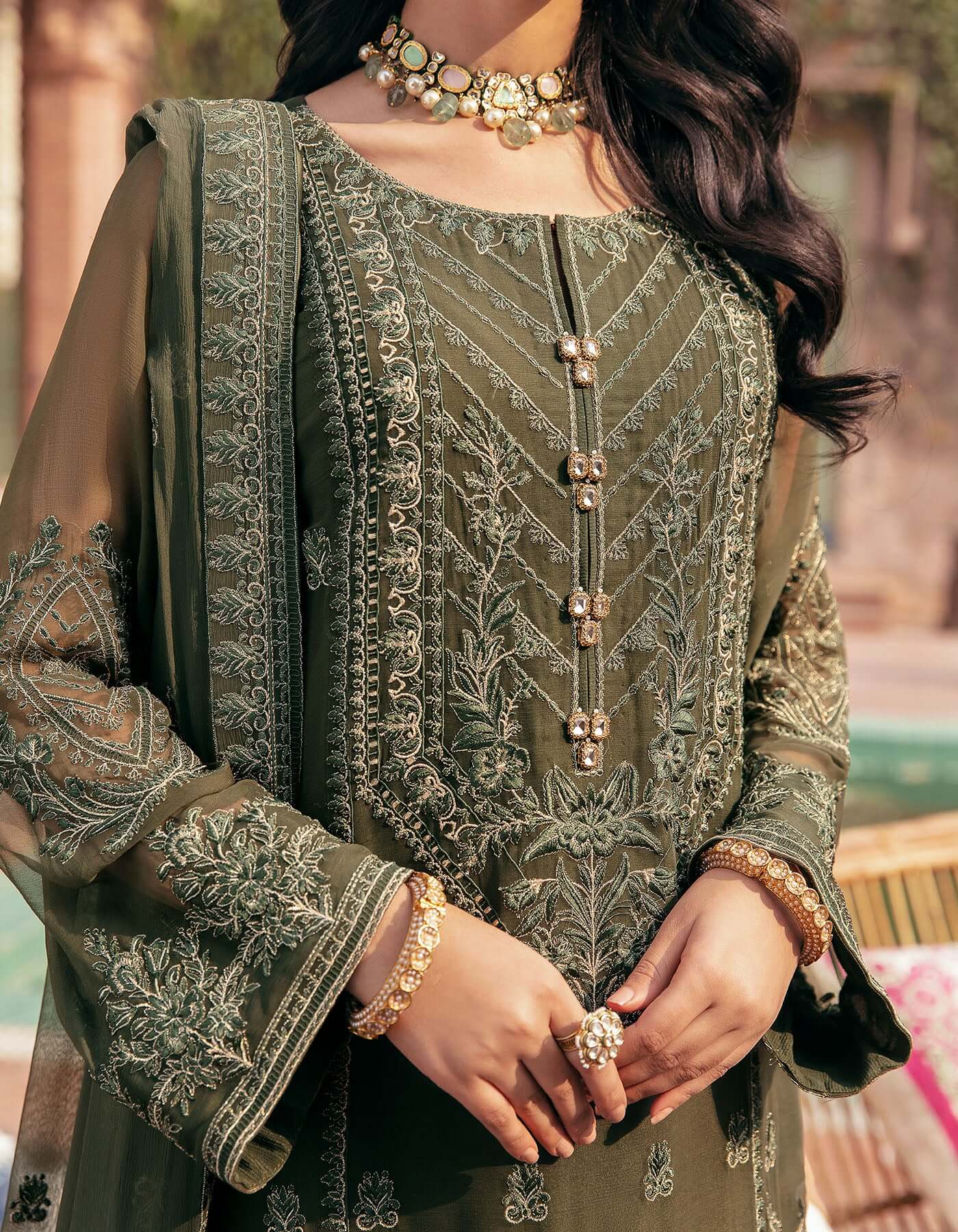 SIFA Crinkle Chiffon Embroidered 3Pc Suit - GHAZAL