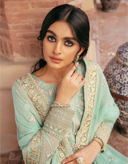 SIFA Crinkle Chiffon Embroidered 3Pc Suit - GUL