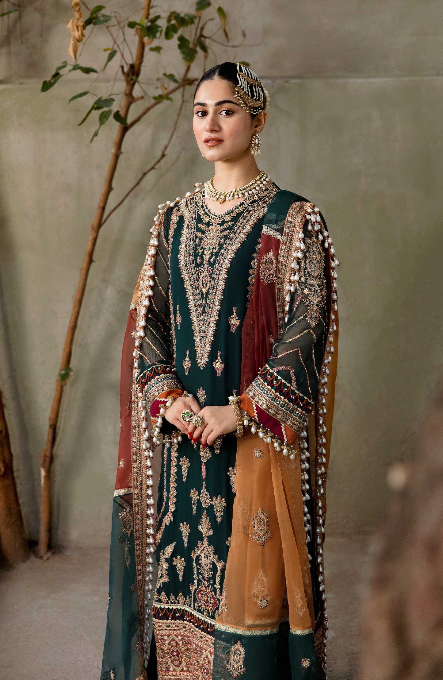 Zarin by Eleshia Embroidered Chiffon 3Pc Suit - GUL RANG