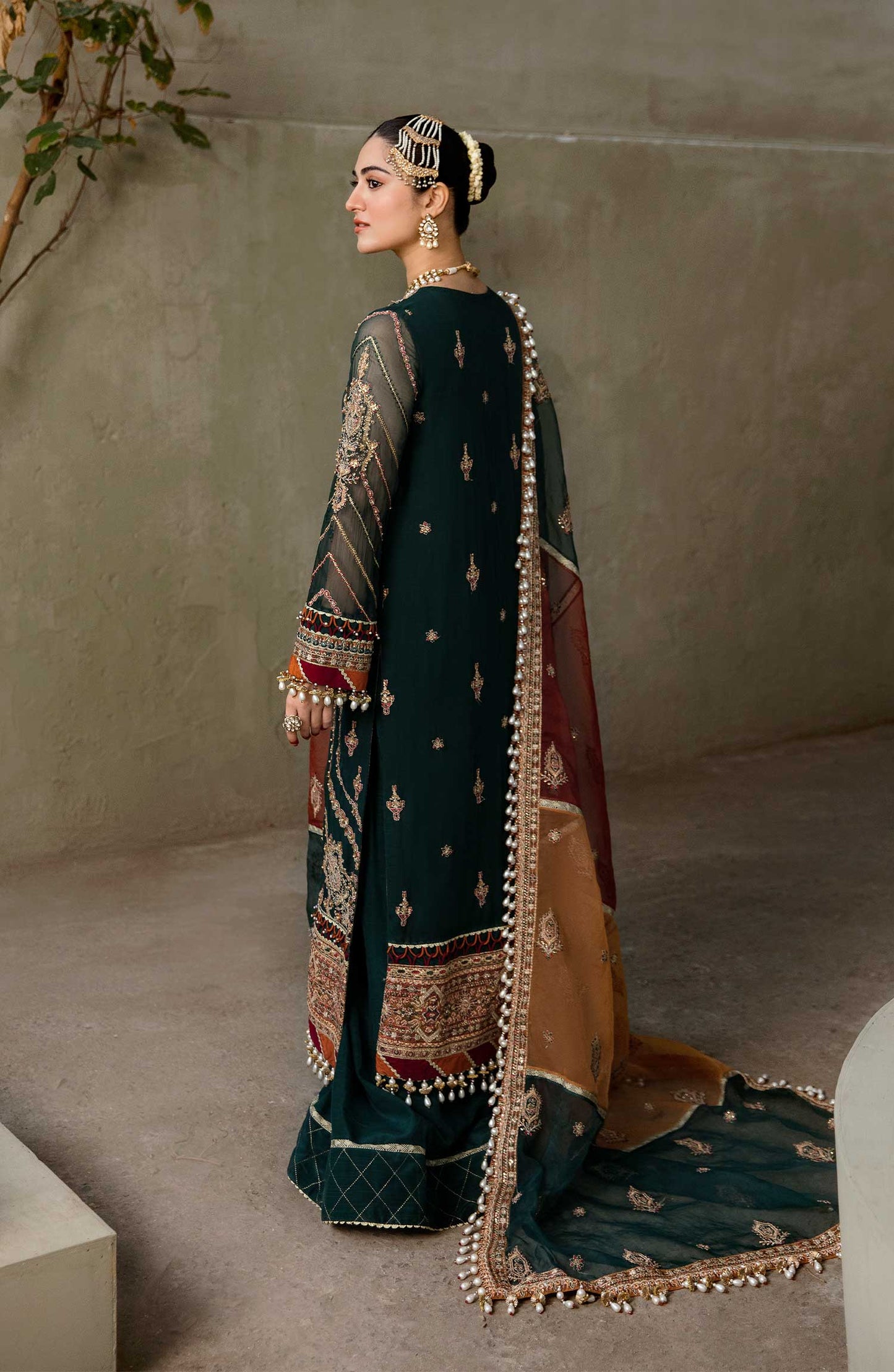 Zarin by Eleshia Embroidered Chiffon 3Pc Suit - GUL RANG